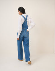 Mid Blue Denim Straight Leg Dungarees
