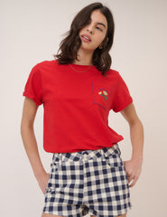 Navy Denim Gingham Mini Shorts