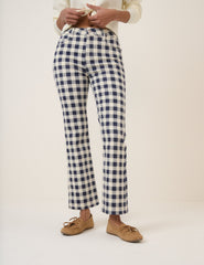 Navy Gingham Angel Kick Flare Jeans