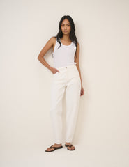 White Putney Barrel Leg Jeans