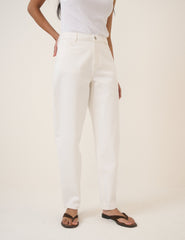 White Putney Barrel Leg Jeans