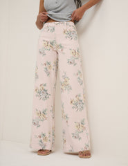 Pink Floral Soho Stretch Wide Jeans