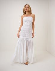 White Drop Waist Lulu Maxi Dress