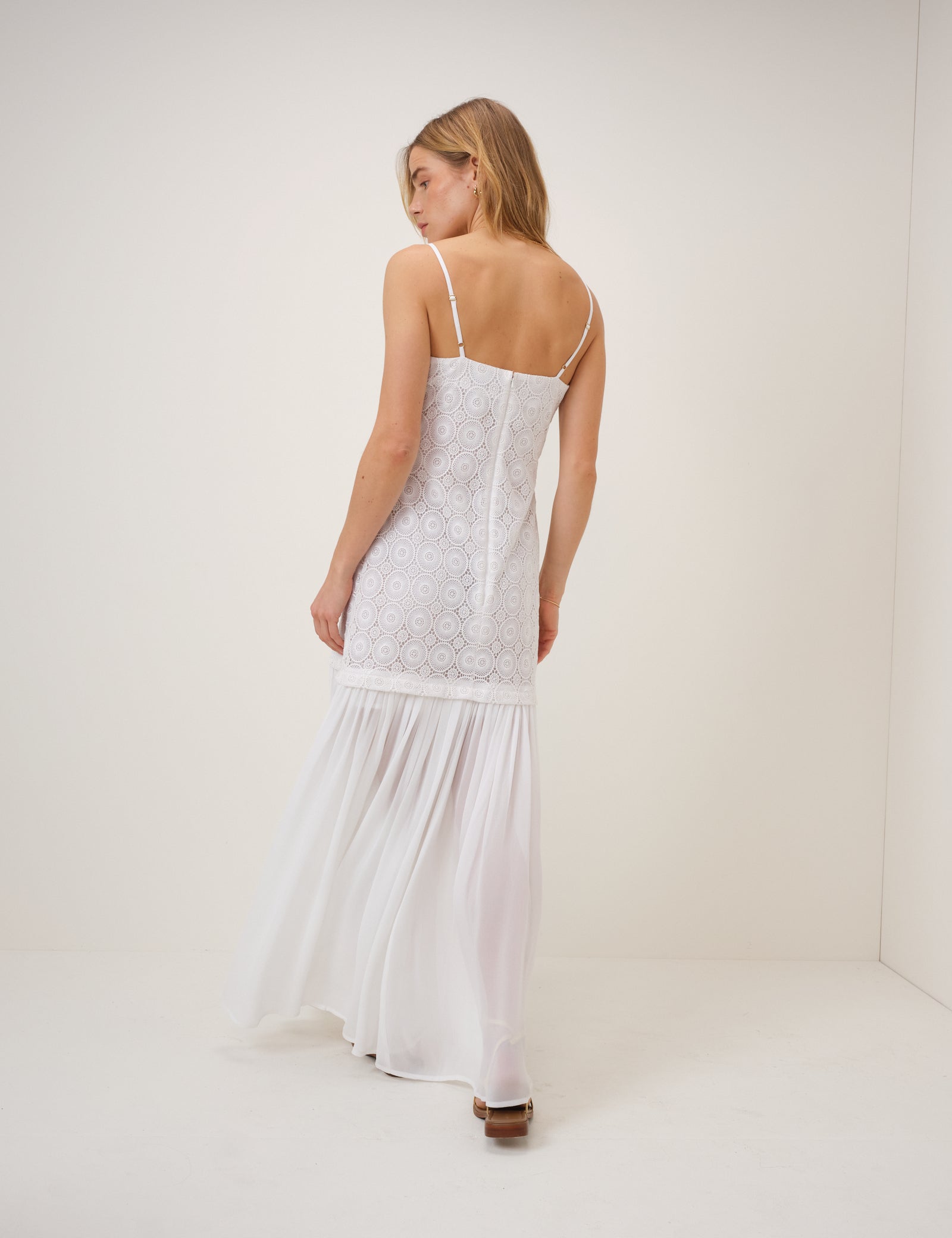 White Drop Waist Lulu Maxi Dress
