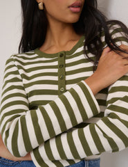 Green Striped Ribbed Jersey Top