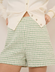 Green Check Boucle Jacket & Shorts Set