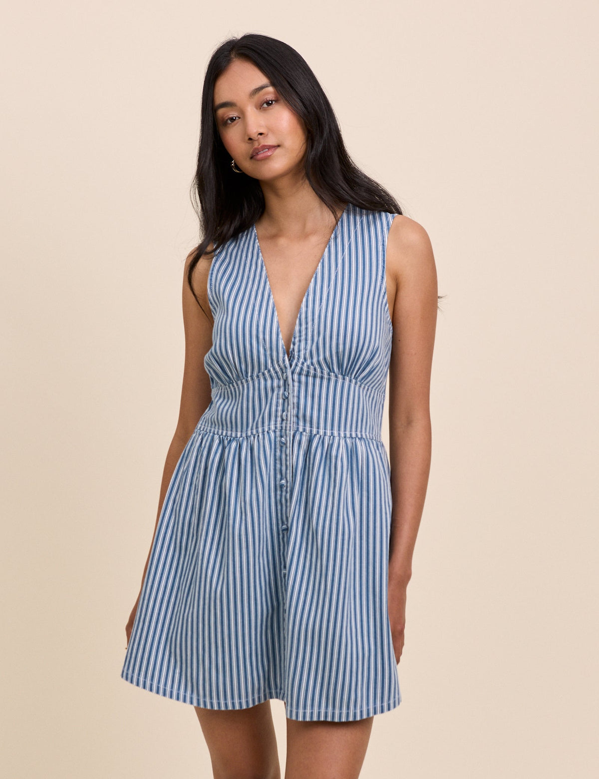 Blue Denim Pinstripe Starlight Mini Dress