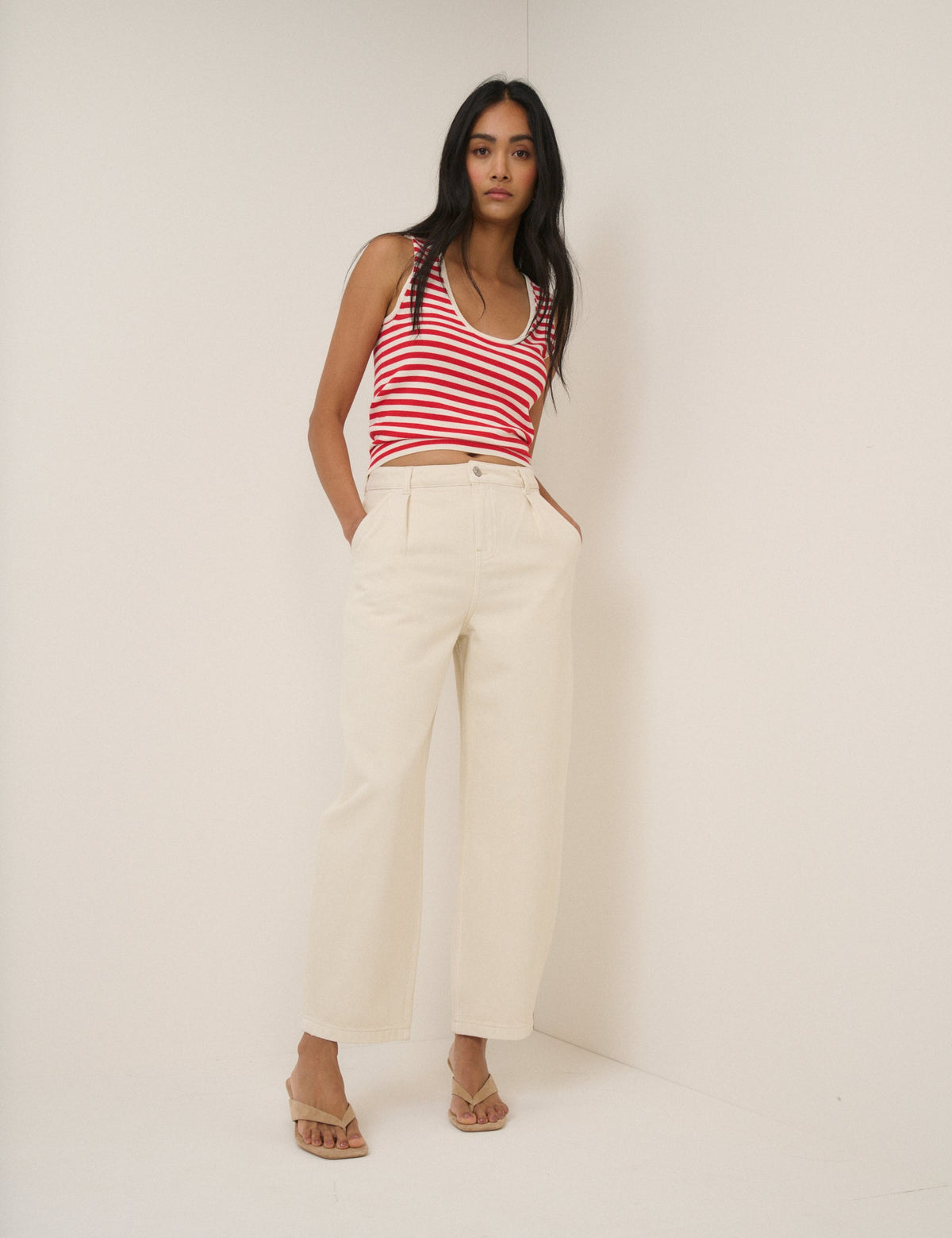 Cream Peckham Barrel Leg Jeans