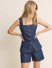 Mid-wash Logan A-Line Denim Short