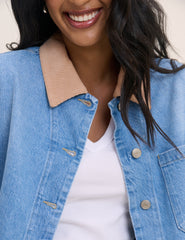 Blue Denim Cord Collar Jacket