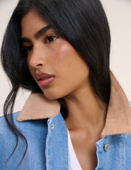 Blue Denim Cord Collar Jacket