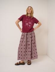 Burgundy Flower Graphic T-Shirt