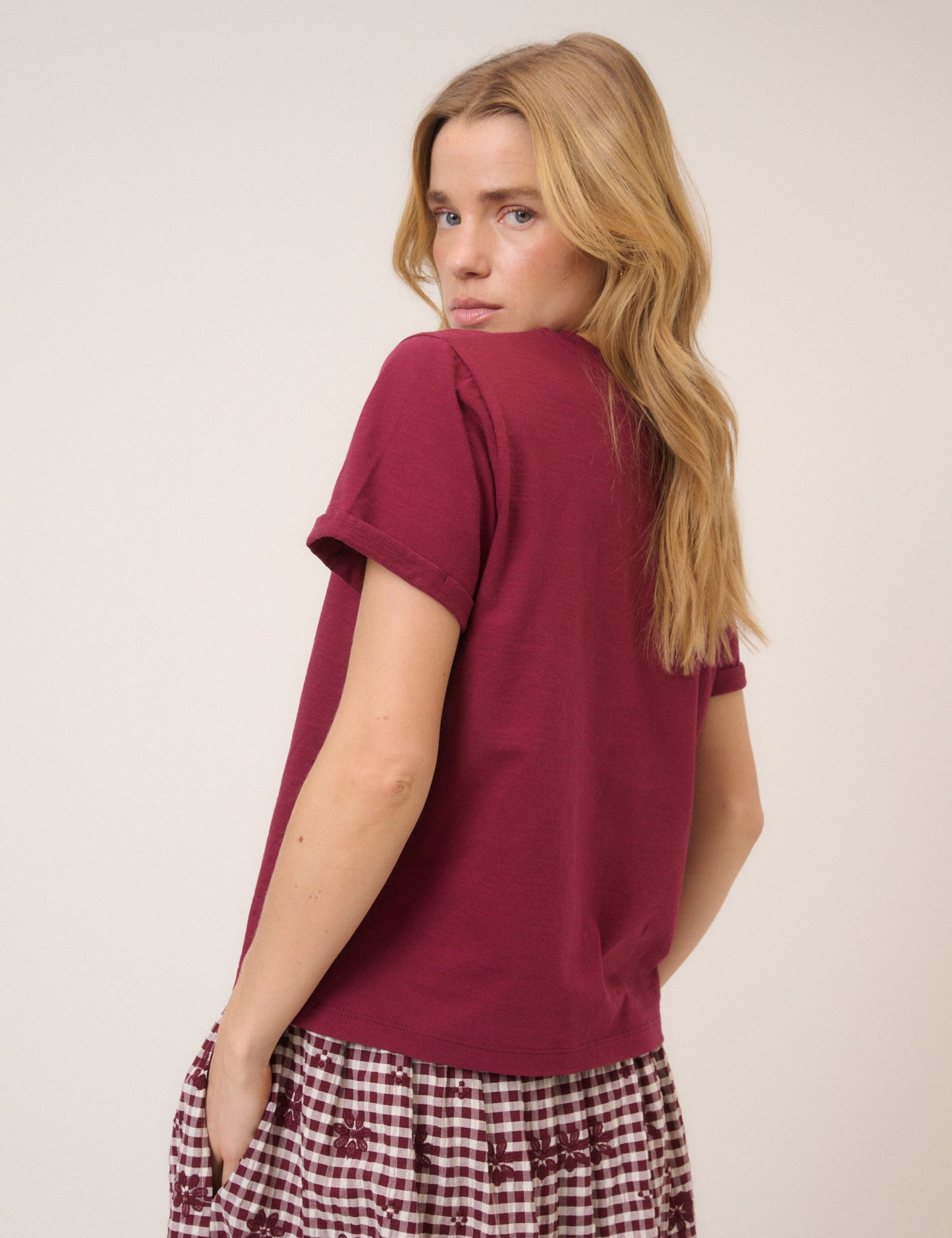Burgundy Flower Graphic T-Shirt