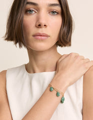 Gold Plated Green Teardrop Bracelet