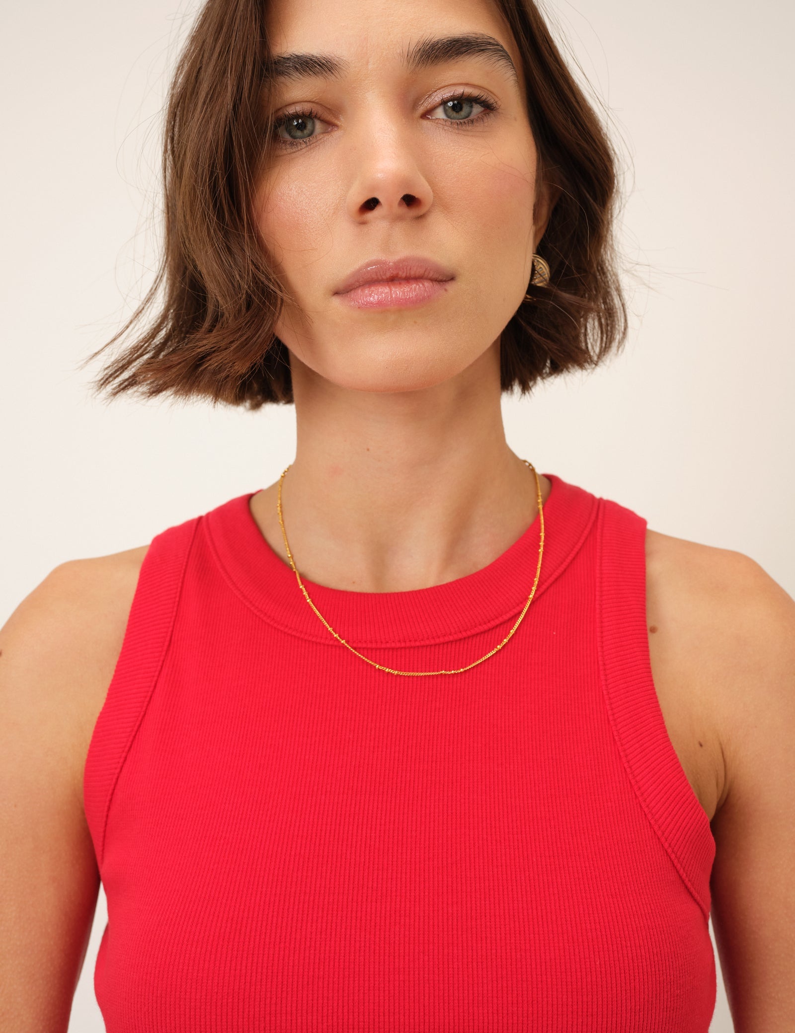 Red Ribbed Racer Vest