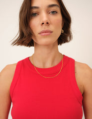 Red Ribbed Racer Vest