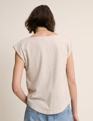 Oatmeal Turn Up Sleeve Jersey Top