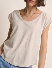 Oatmeal Turn Up Sleeve Jersey Top