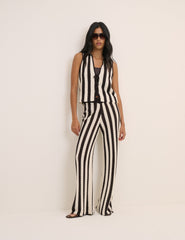 Brown And Cream Crochet Striped Trousers
