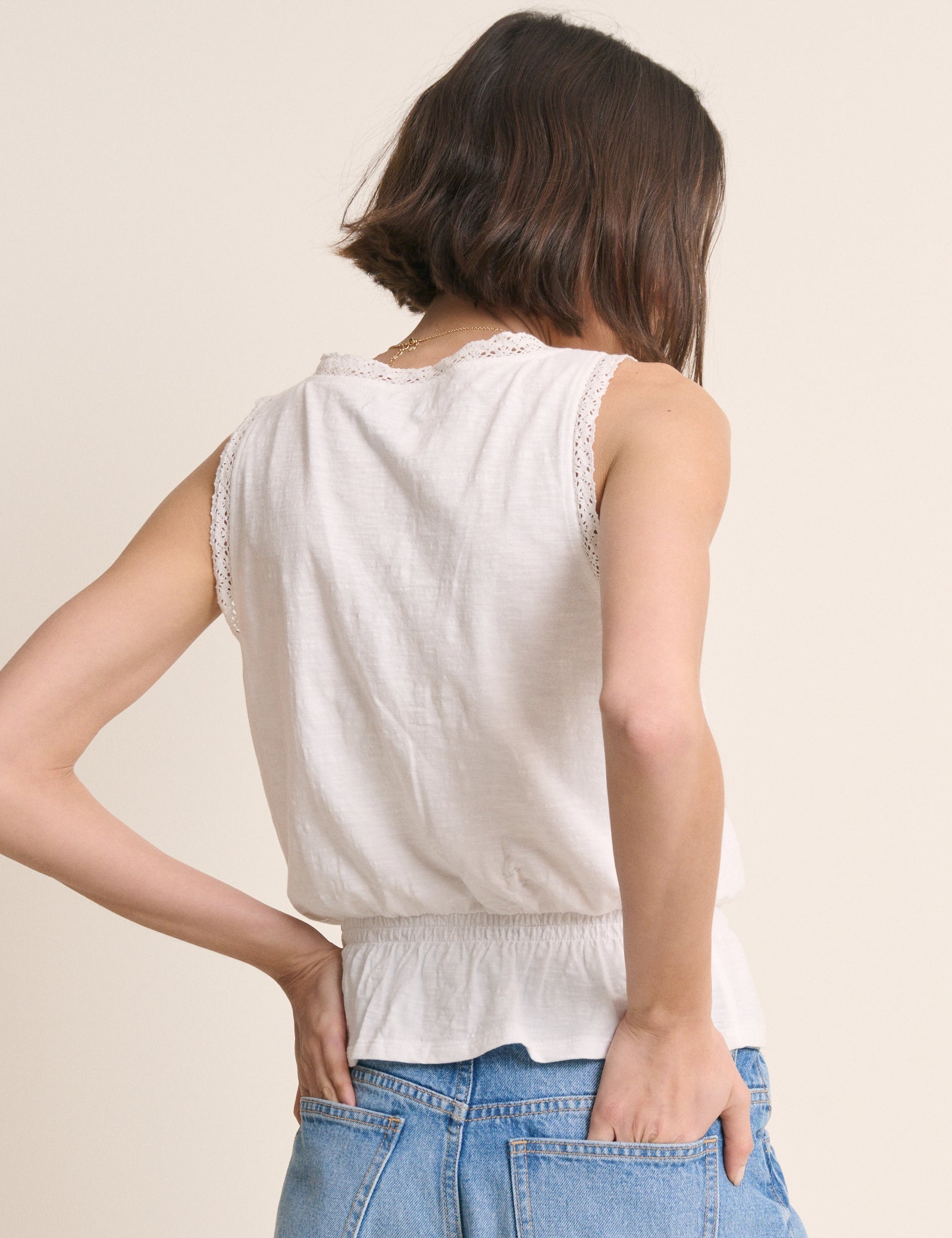 White Lace Trim Prairie Blouse