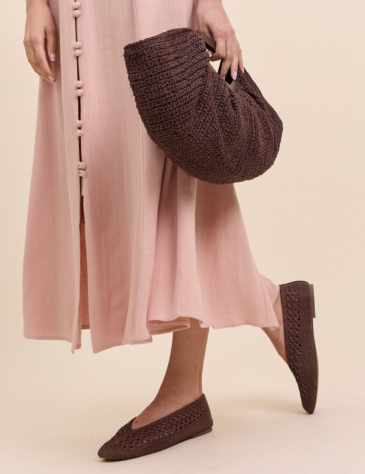 Brown Raffia Ballet flats