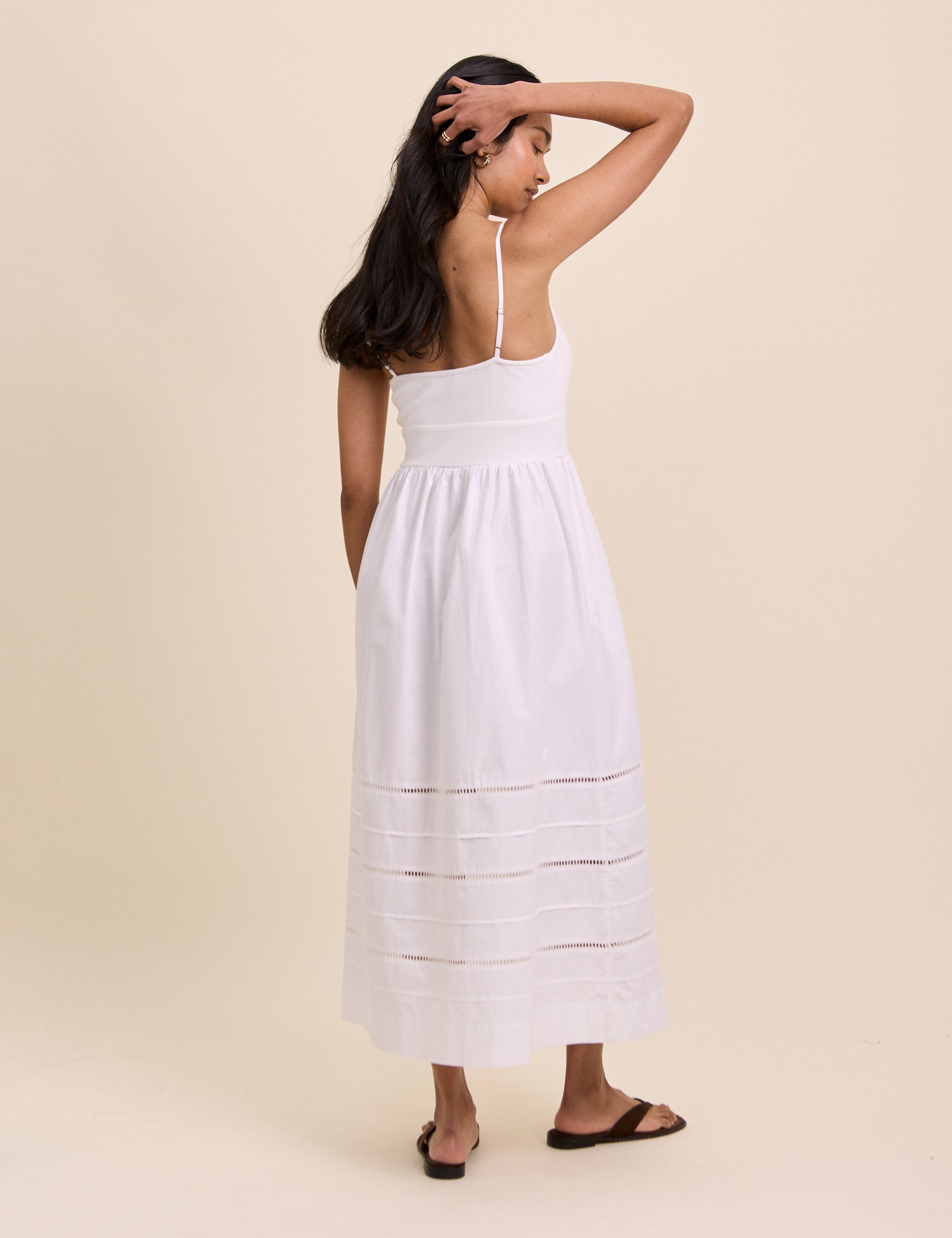 White Strappy Tiered Goldie Midi Dress