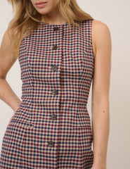 Red And Navy Gingham Ellie Mini Dress