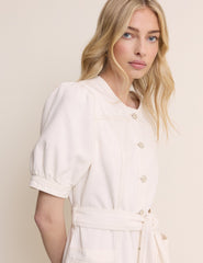 White Denim Puff Sleeve Hallie Mini Dress