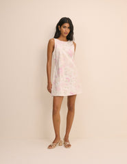 White Floral Louis Shift Mini Dress