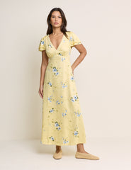 Yellow Floral Iris Midi Dress