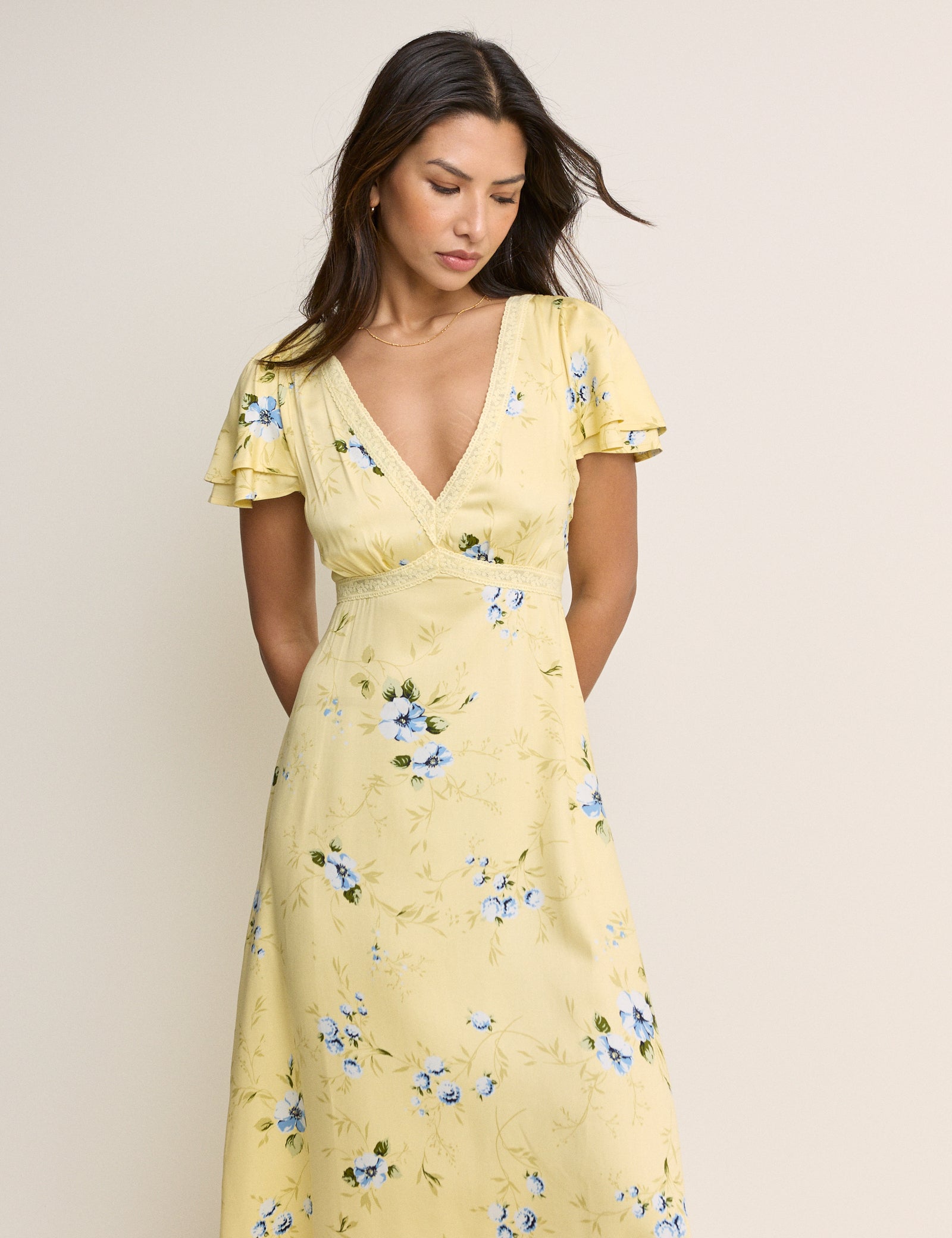 Yellow Floral Iris Midi Dress