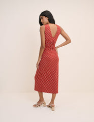 Red Polka Dot Jennifer Jersey Midi Dress