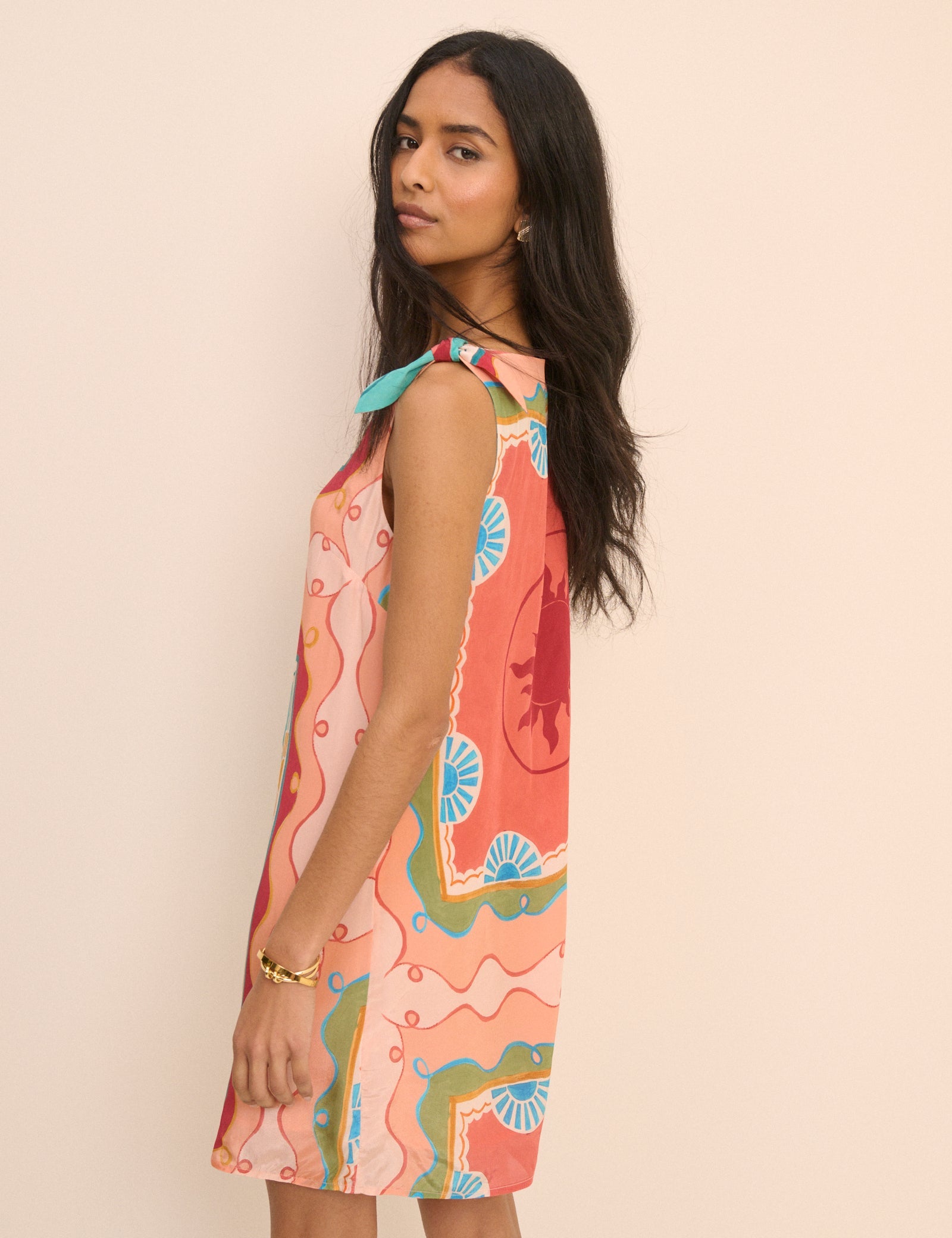Coral Print Shift Lilly Mini Dress