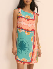 Coral Print Shift Lilly Mini Dress