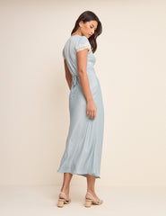 Blue Lace Trim Aida Midi Dress