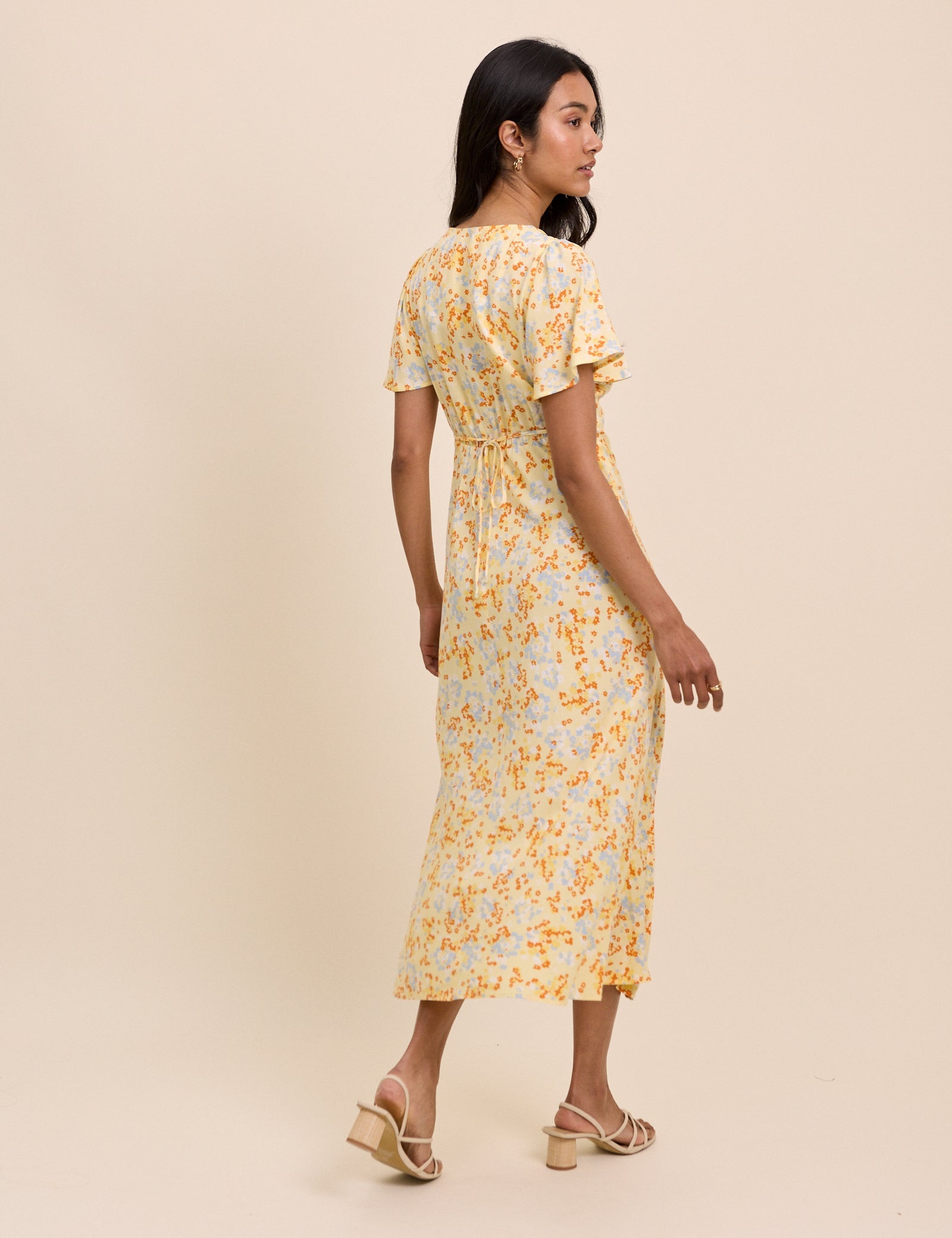 Butter Yellow Cowl Neck Cheryl Midi Dress