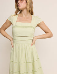 Green Square Neck Jessy Mini Dress