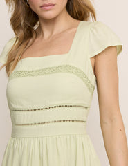 Green Square Neck Jessy Mini Dress