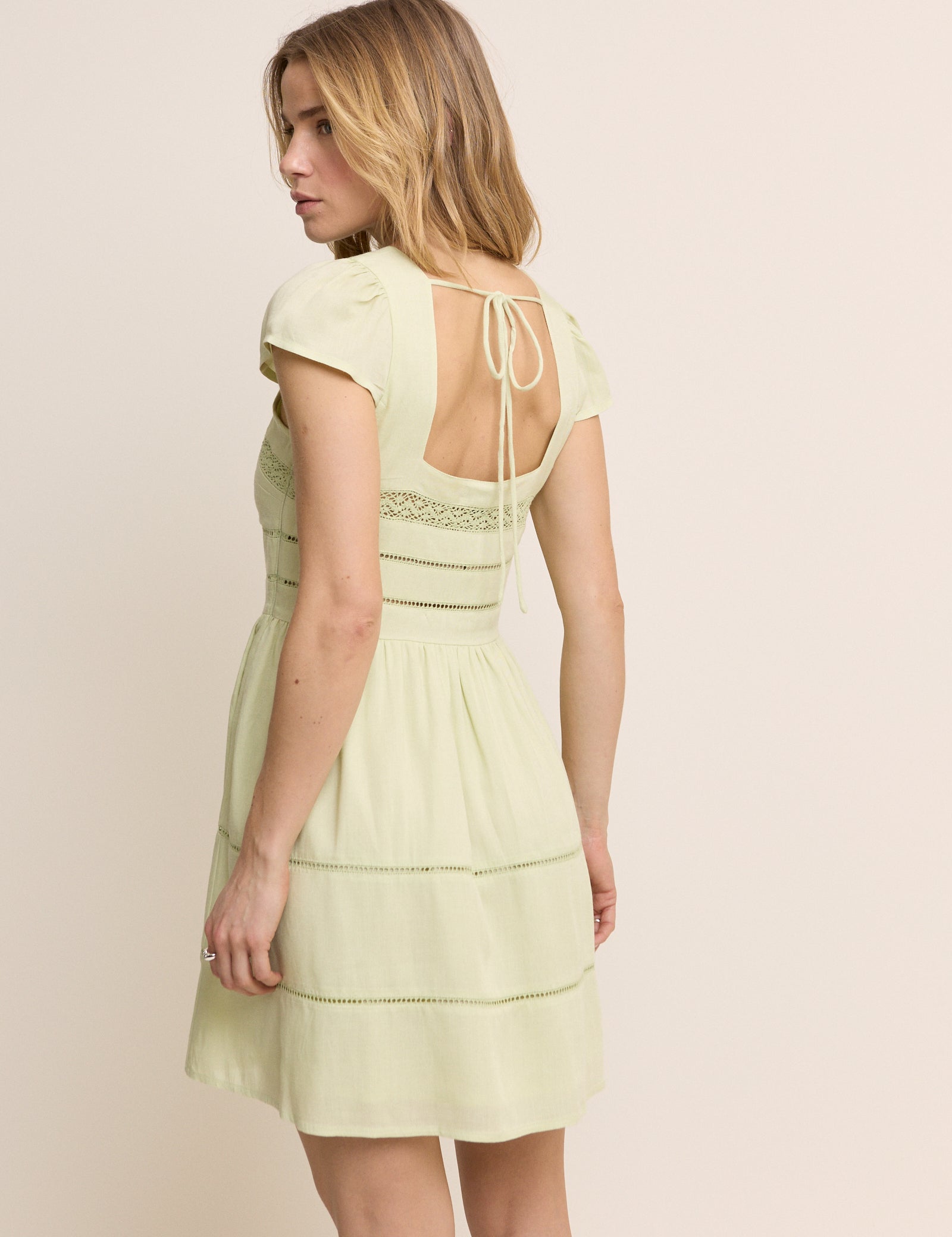 Green Square Neck Jessy Mini Dress
