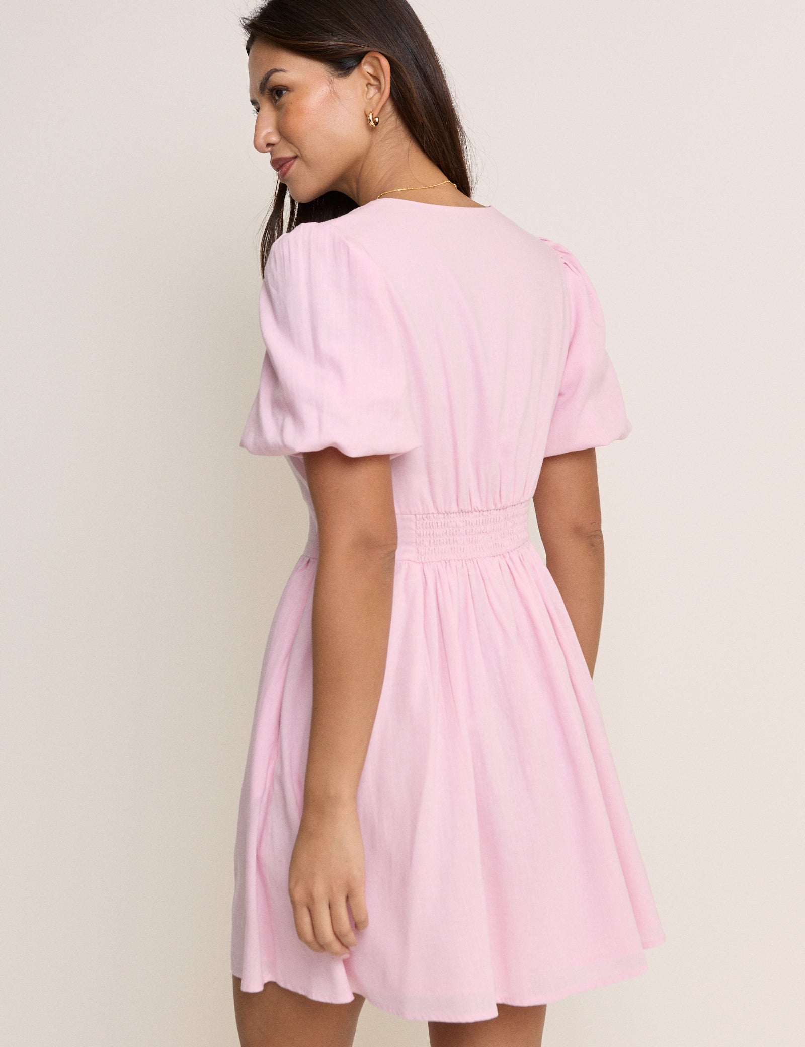 Pink Puff Sleeve Bess Mini Dress