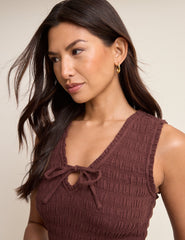Brown Shirred Jayda Jumpsuit