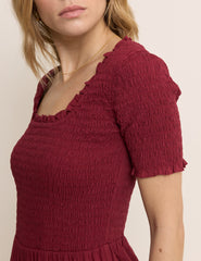Red Shirred Wide Leg Zita Jumpsuit