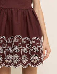 Brown Cutwork Greta Mini Dress