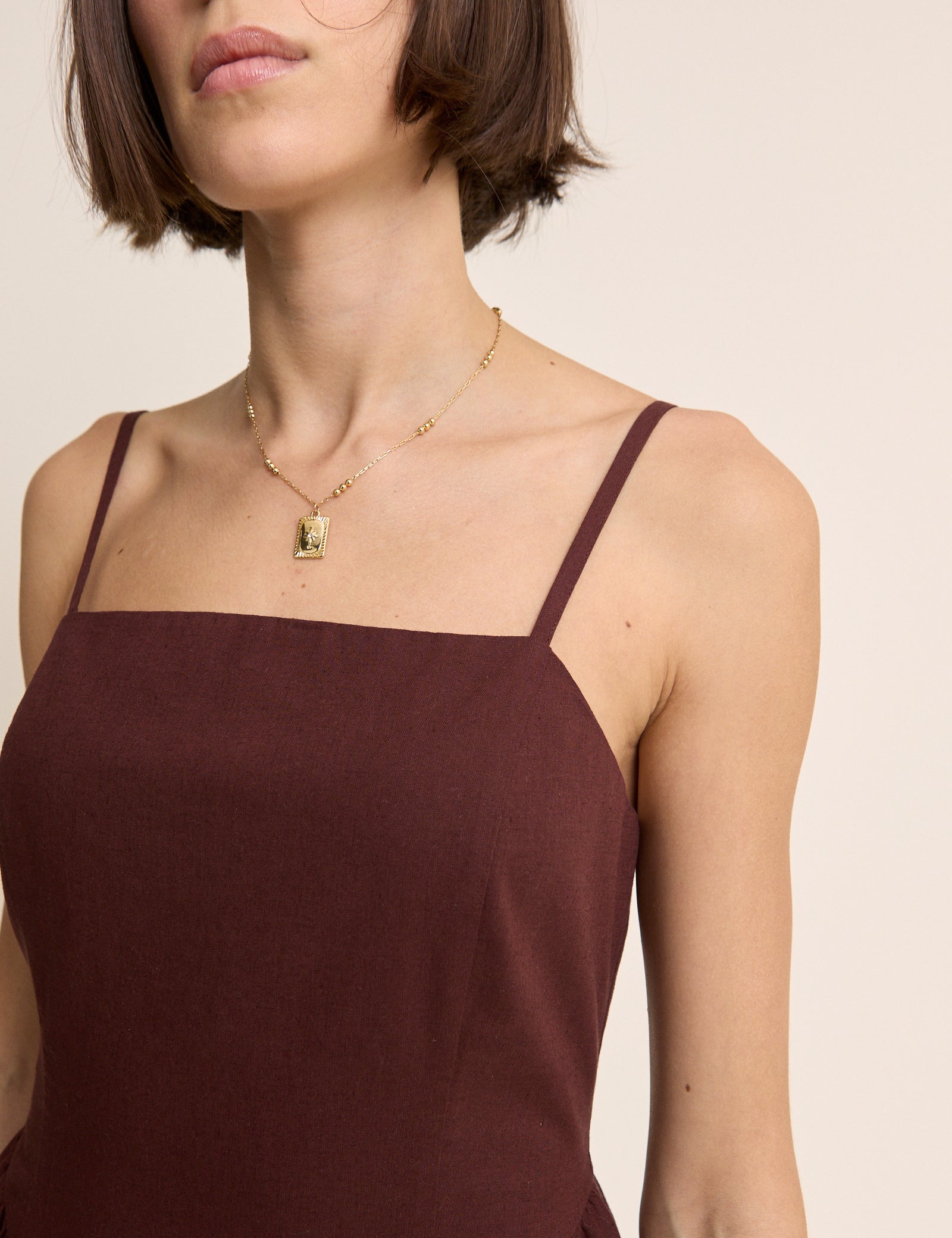 Brown Cutwork Greta Mini Dress