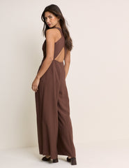 Brown Wide Leg Reign Jumpsuit