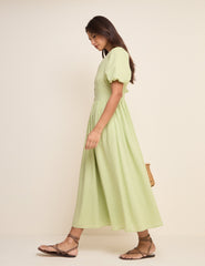 Green Short Sleeve Bess Midi Dress