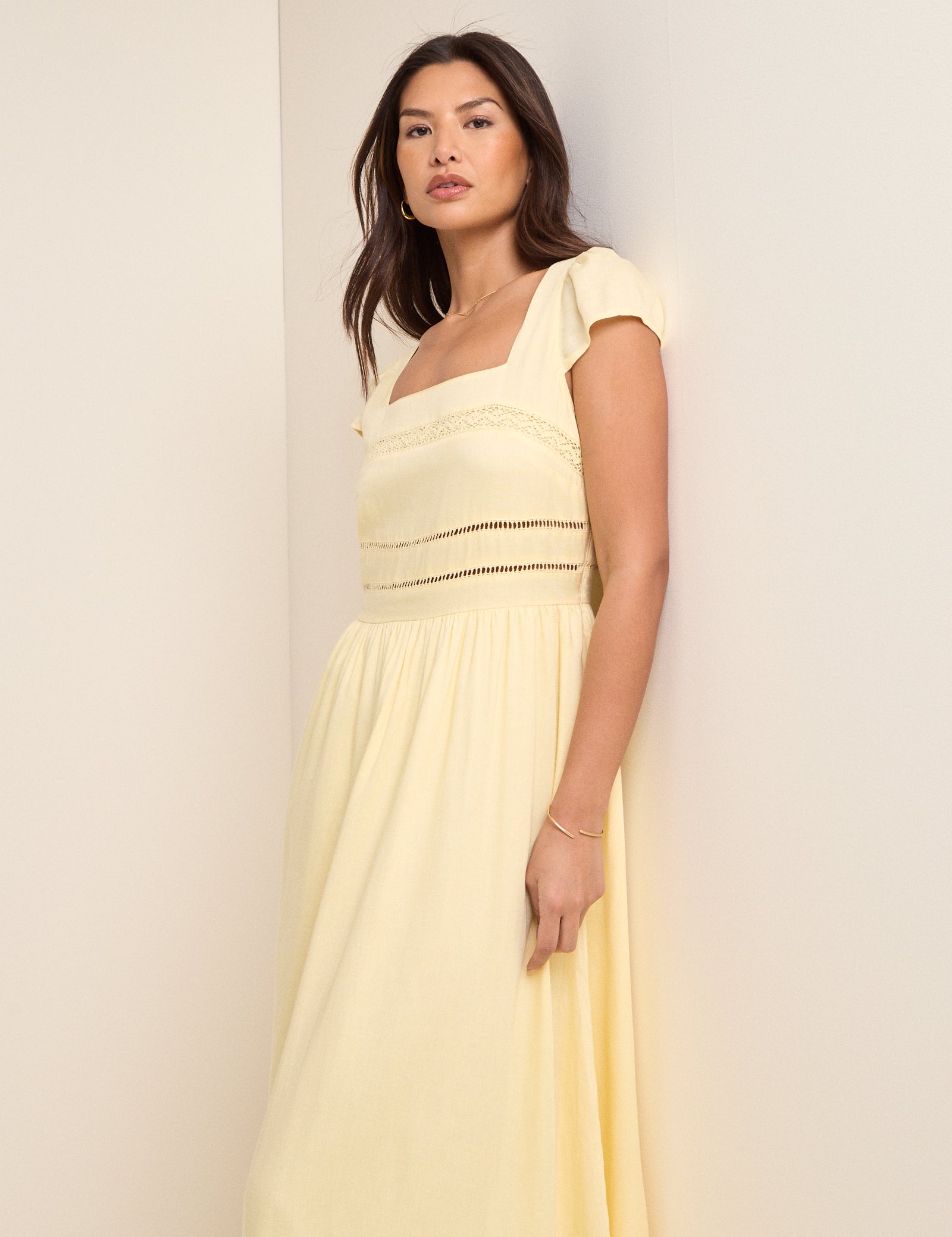 Butter Yellow Square Neck Jessy Maxi Dress