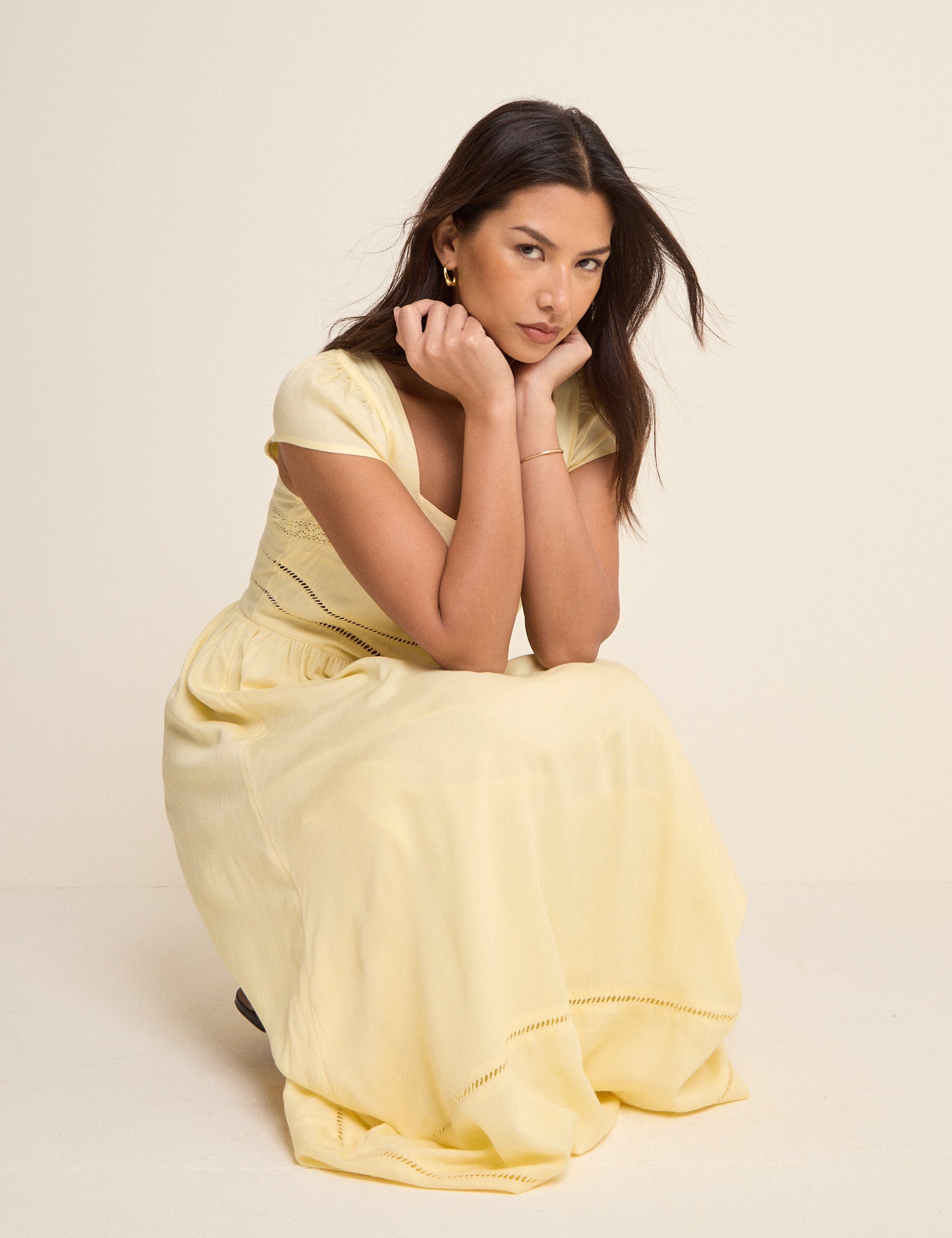 Butter Yellow Square Neck Jessy Maxi Dress