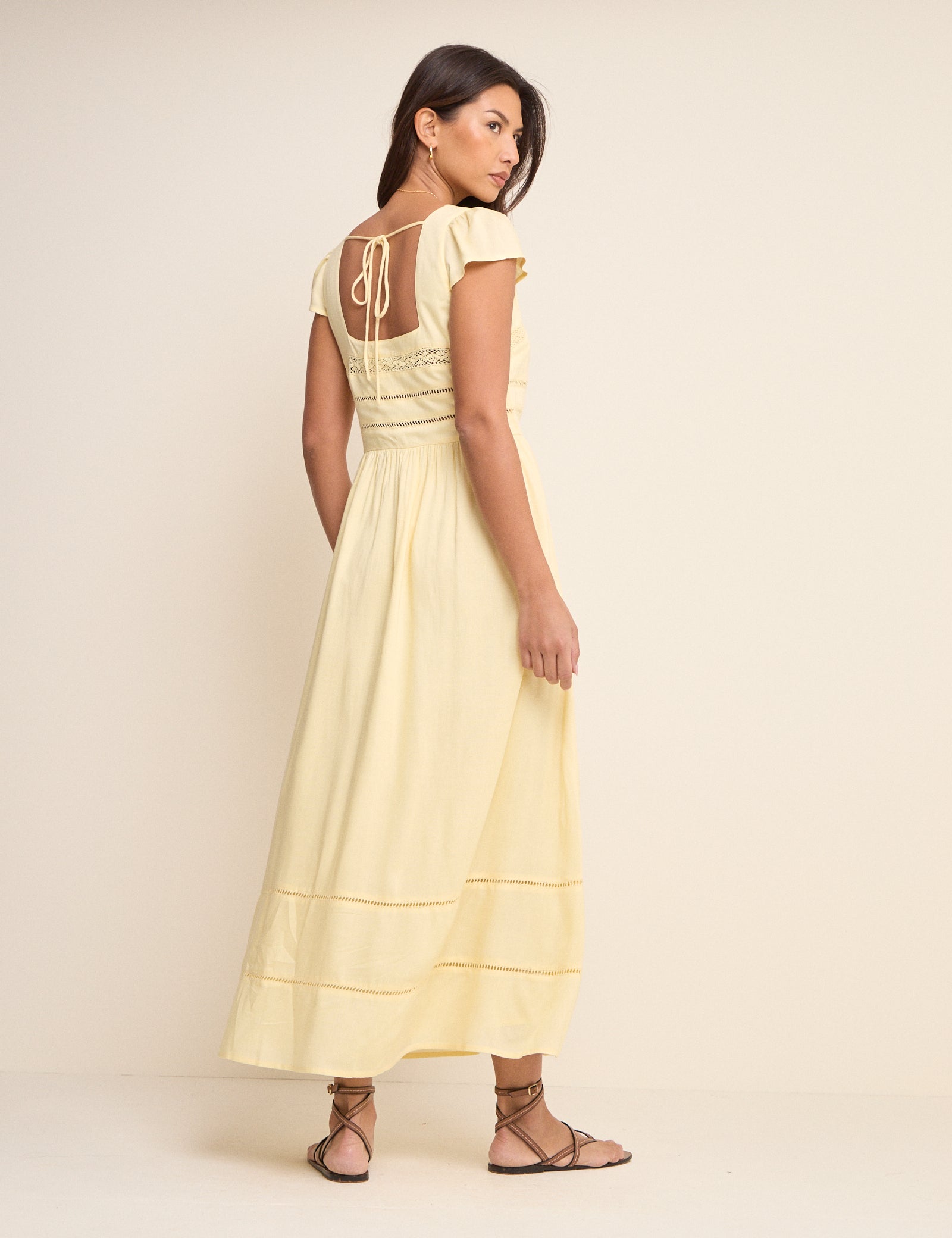 Butter Yellow Square Neck Jessy Maxi Dress