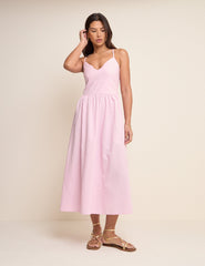 Pink Scallop Trim Jenna Midi Dress